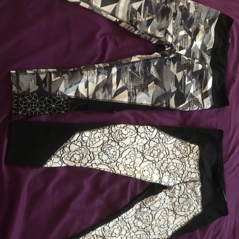 2 pair RBX black workout pants with white detailing